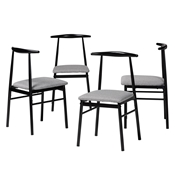 Baxton Studio Arnold Modern Industrial Grey Fabric and Metal 4-Piece Dining Chair Set